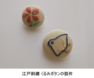 江戸刺繍　くるみボタンの製作